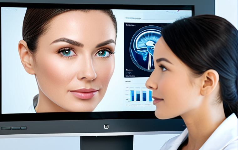 성형외과 기술 차별화 - **Image Prompt 1: Personalized Aesthetic Consultation with Advanced 3D Simulation**
A sophistica...