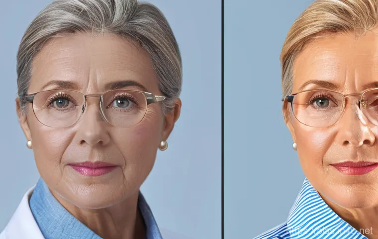 눈 교정 실패 사례 - A young woman in her late 20s stands in a brightly lit, modern bathroom, gazing critically at her re... 눈 교정 실패 사례 - A young woman in her late 20s stands in a brightly lit, modern bathroom, gazing critically at her re...